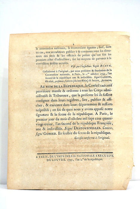 Décret de la Convention Nationale portant que les Tribunaux criminels …