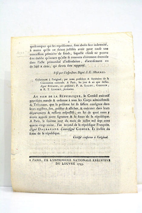 Décret de la Convention Nationale relatif à l'abolition du Droit …