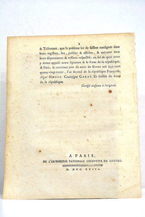 Décret de la Convention Nationale relatif à l'exécution de l'article …