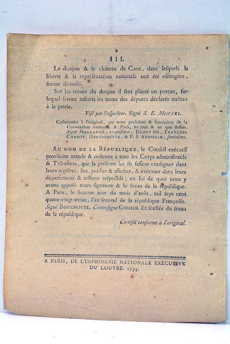 DÉCRET DE LA CONVENTION NATIONALE, Relatif au renouvellement des Autorités …