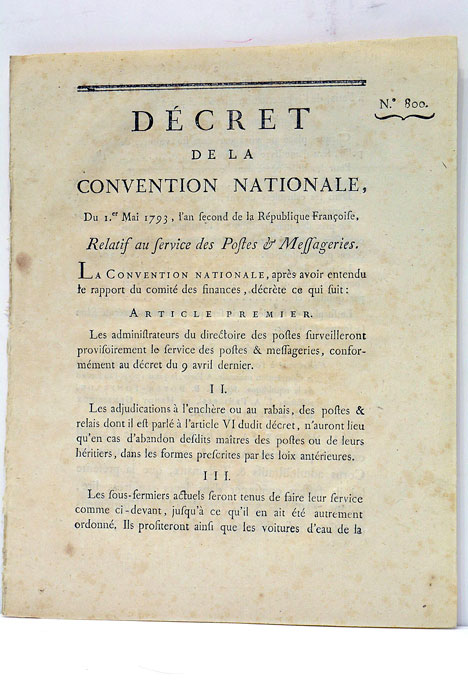 DECRET DE LA CONVENTION Nationale relatif au service des Postes …