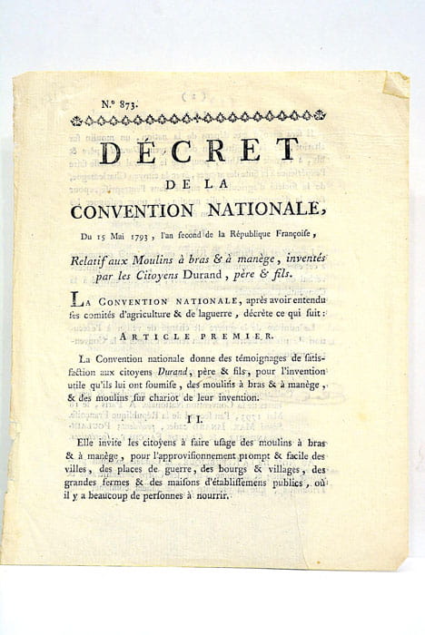 DECRET DE LA CONVENTION Nationale, relatif aux Moulins à bras …