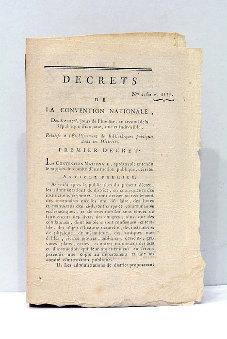 DECRETS de la Convention Nationale des 8 et 27 Pluviôse, …