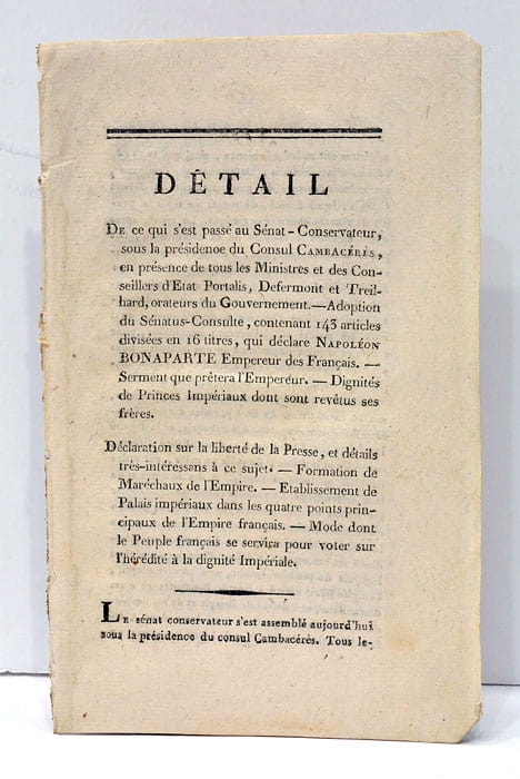 DETAIL de ce qui s'est passé au Sénat-Conservateur, sous la …