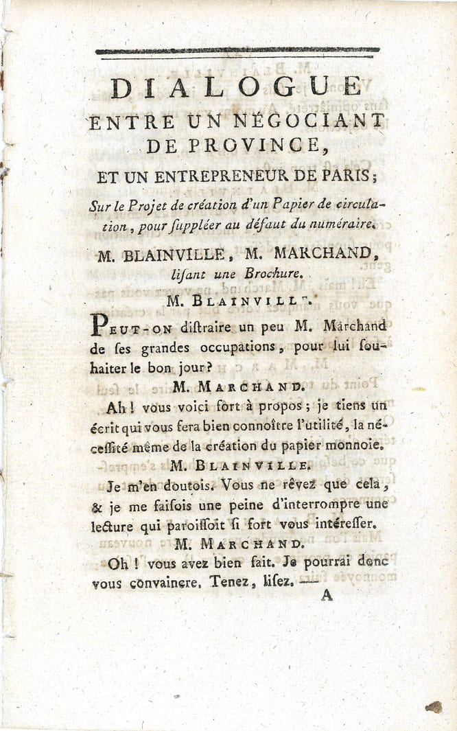 DIALOGUE entre un négociant de province et un entrepreneur de …