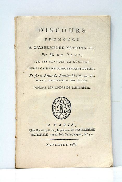 Discours prononcé à l'Assemblée Nationale; Sur les Banques en Général, …