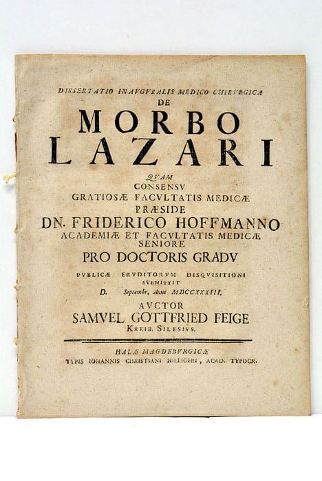 Dissertatio Inauguralis Medico Chirurgica de Morbo Lazari quam consesu gratiosae …