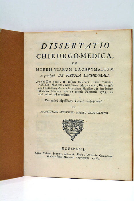 Dissertatio Medico-Chirurgica de Morbis Viarum Lachrymali, ac praecipue de Fistula …