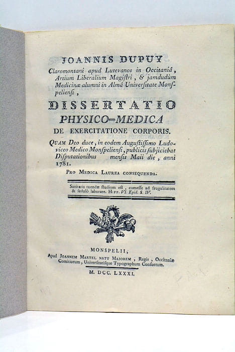 Dissertatio Physico-Médica de Exercitatione Corporis.
