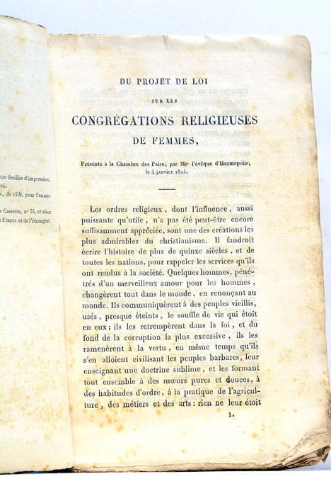 Du projet de loi sur les Congrégations Religieuses de Femmes, …