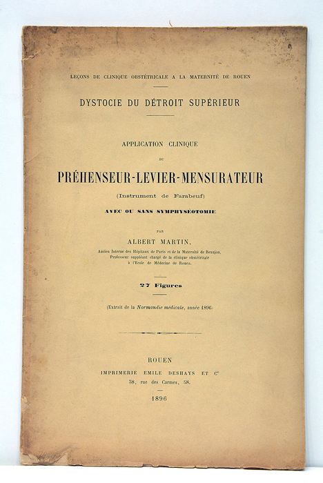 Dystocie du détroit supérieur. Application clinique du préhenseur-levier-mensurateur (instrument de …