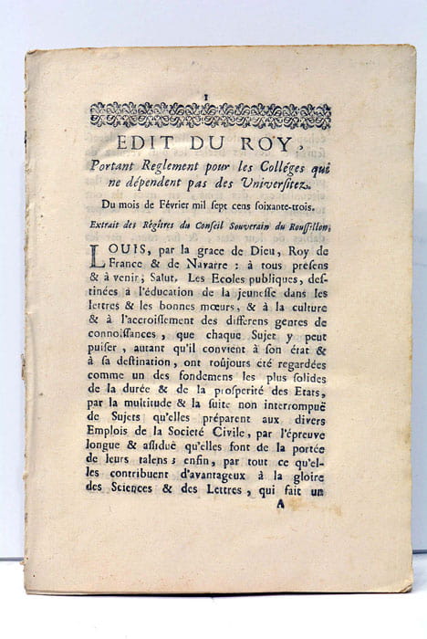 EDIT du Roi portant Réglement pour les Collèges qui ne …