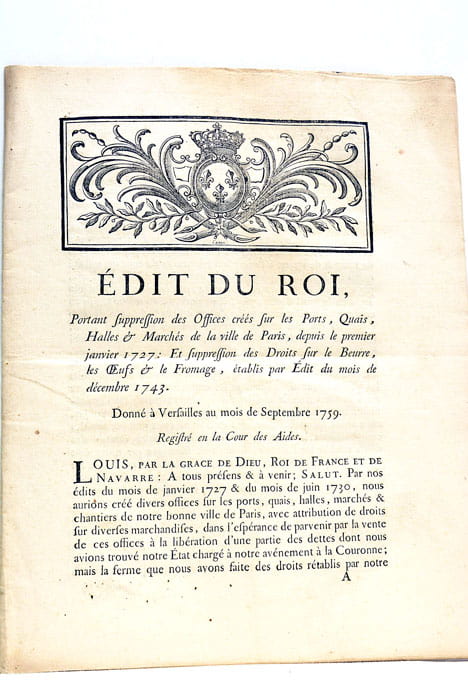 EDIT DU ROI, portant suppression des Offices créés sur les …