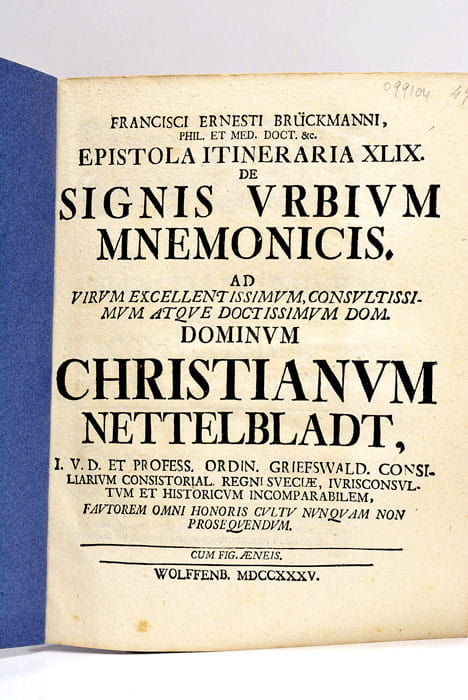Epistola Itineraria XLIX de signis urbium mnemonicis ad virum excellentissimum, …