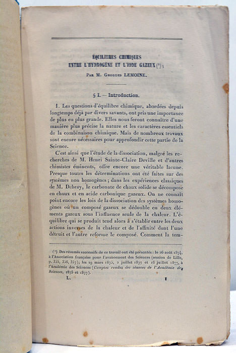 Equilibres chimiques entre l’hydrogène et l’iode gazeux.