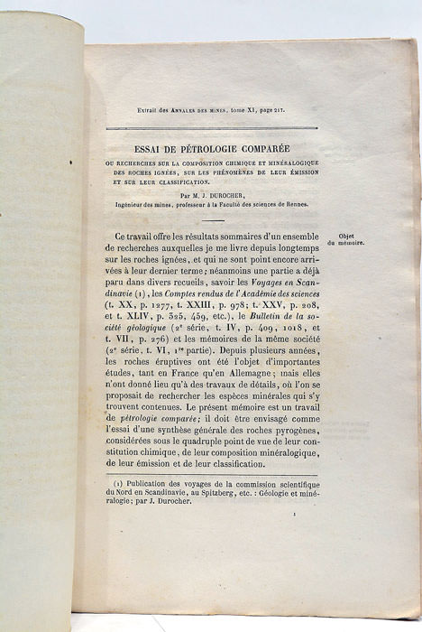 Essai de Pétrologie Comparée ou Recherches sur la composition chimique …