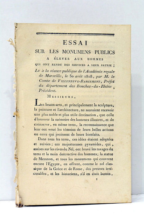 Essai sur les monumens publics à élever aux Hommes qui …