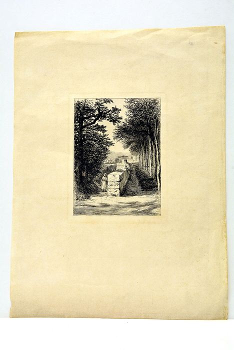 Estampe scène champêtre sur papier japonais.
