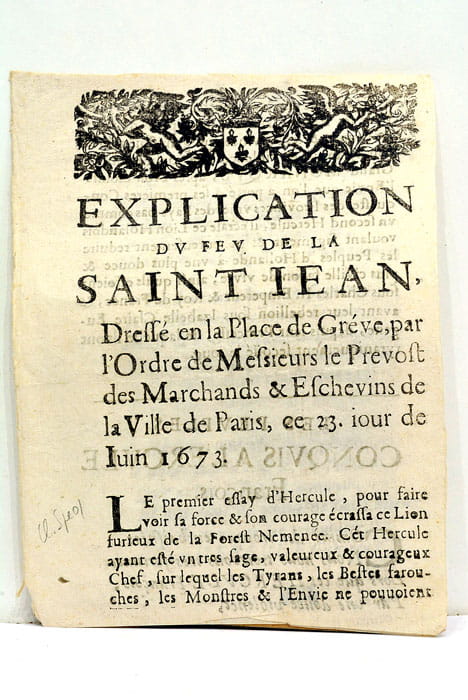 EXPLICATION DU FEU DE LA SAINT IEAN dressé en la …