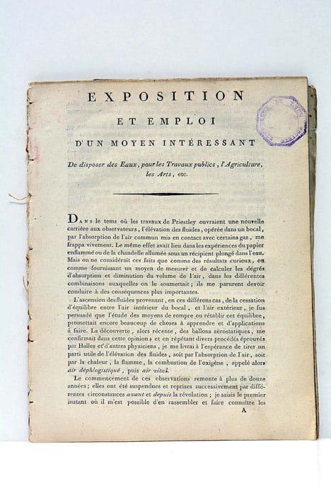 EXPOSITION ET EMPLOI D'UN MOYEN INTÉRESSANT De disposer des Eaux, …