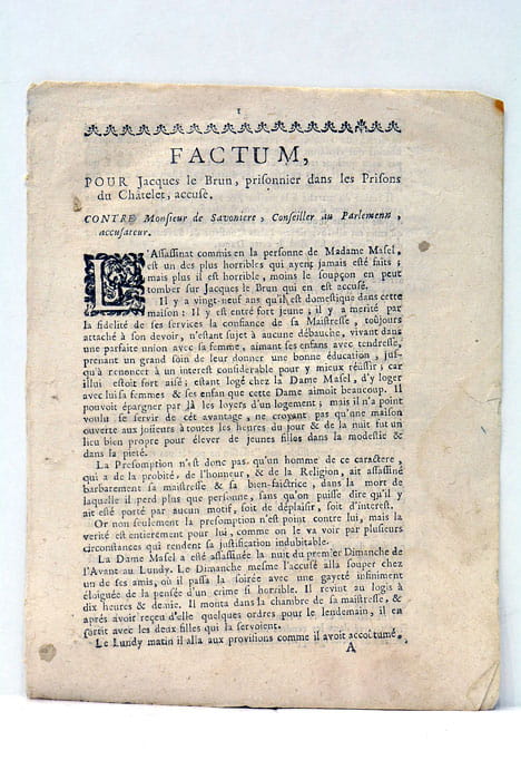 FACTUM pour Jacques Le Brun, Prisonnier dans les Prisons du …