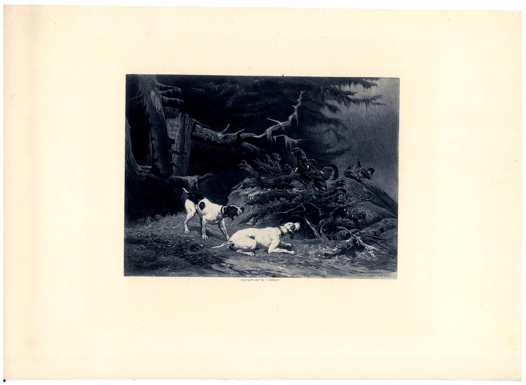 Gravure d'après une peinture de chasse de Jules Gélibert (1834-1916).