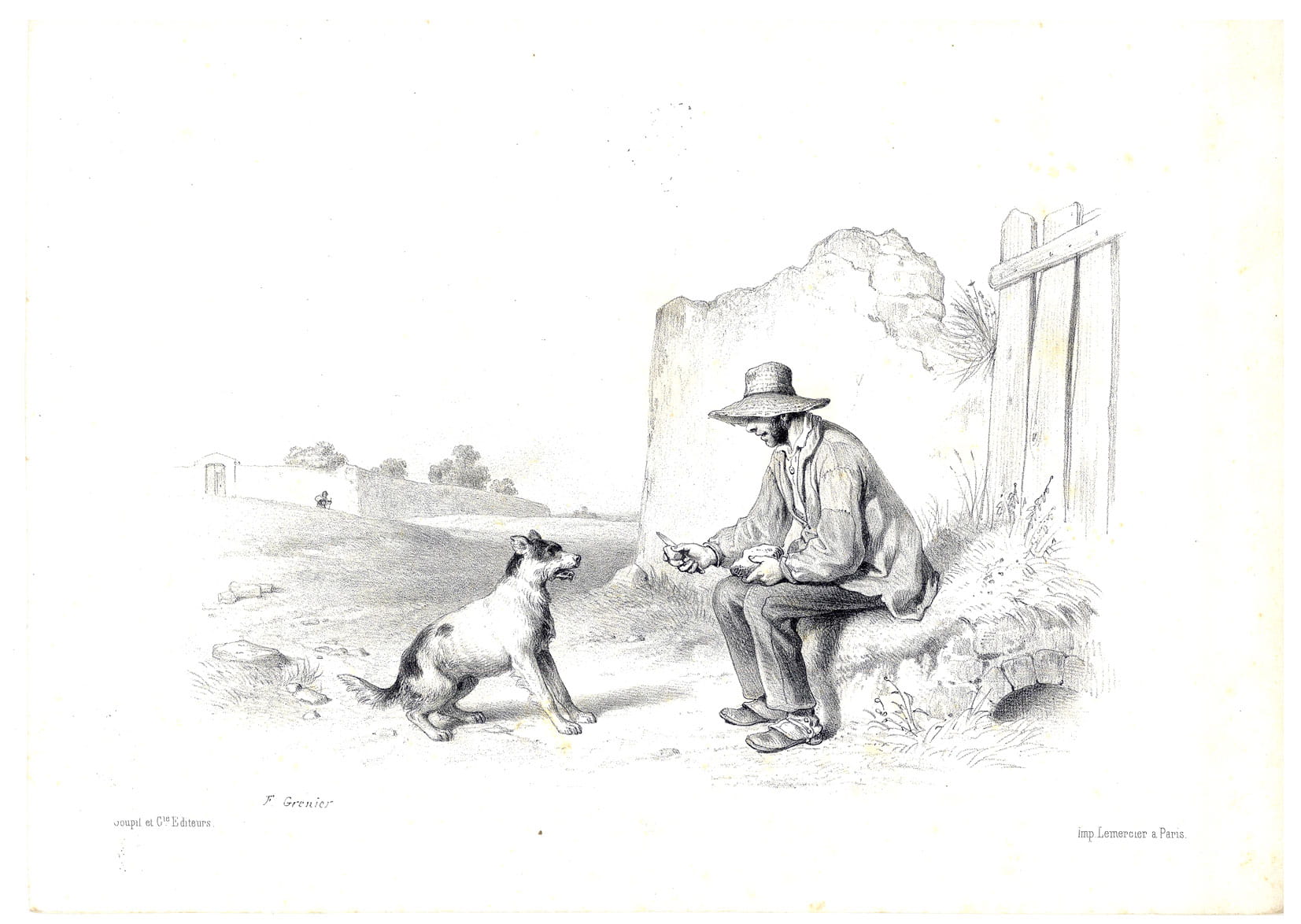Gravure d'une scène paysanne de François Grenier de Saint-Martin, peintre …
