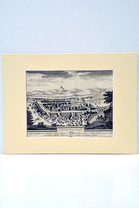 GRAVURE D'UNE VUE du XVIIe de la ville de Zurzach, …