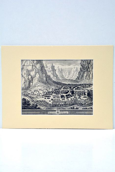 GRAVURE D'UNE VUE du XVIIe du Bourg de Glaris, Capitale …