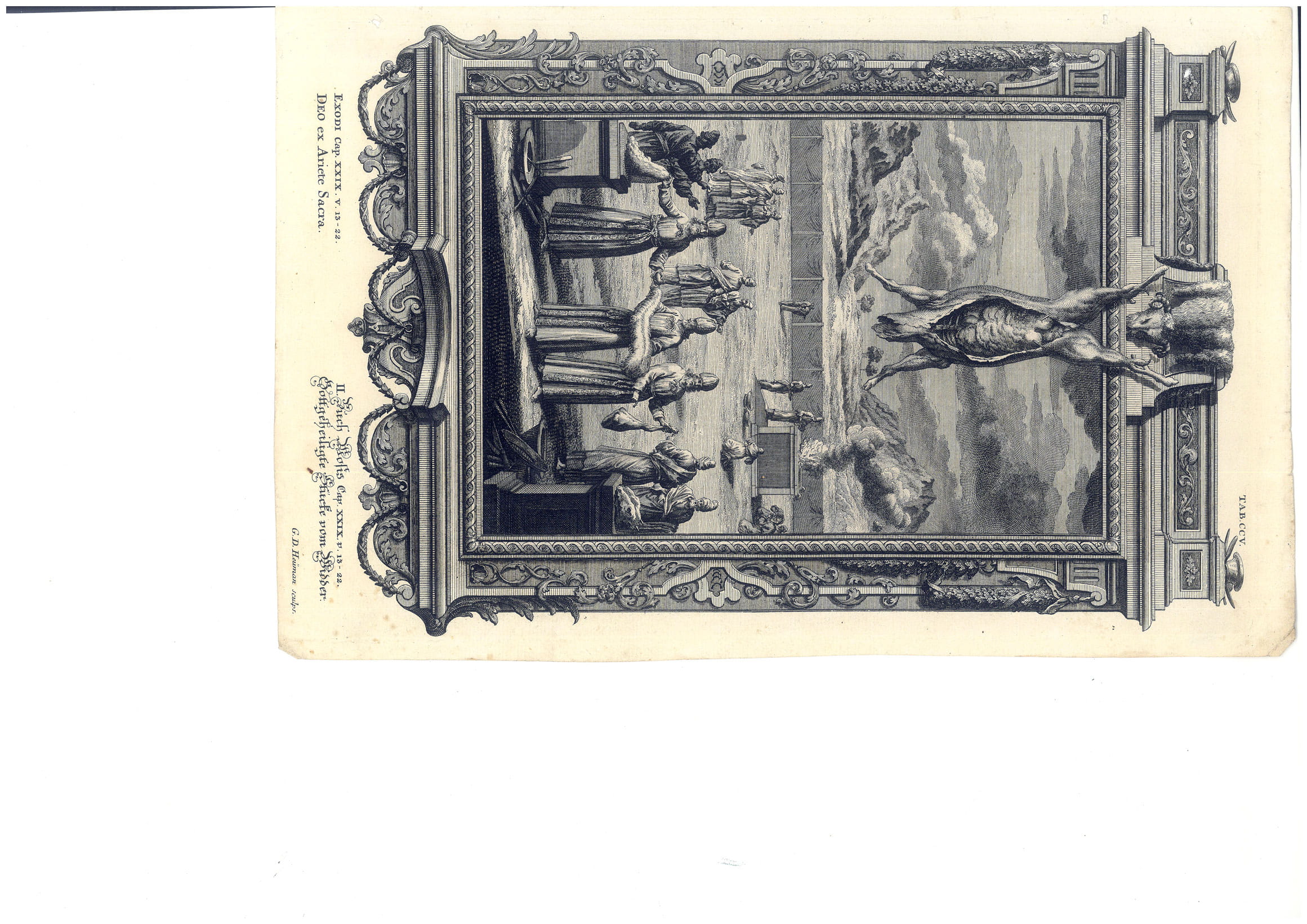 Gravure Livre de l'Exode chapitre 29. v.13-22 Deo ex ariete …