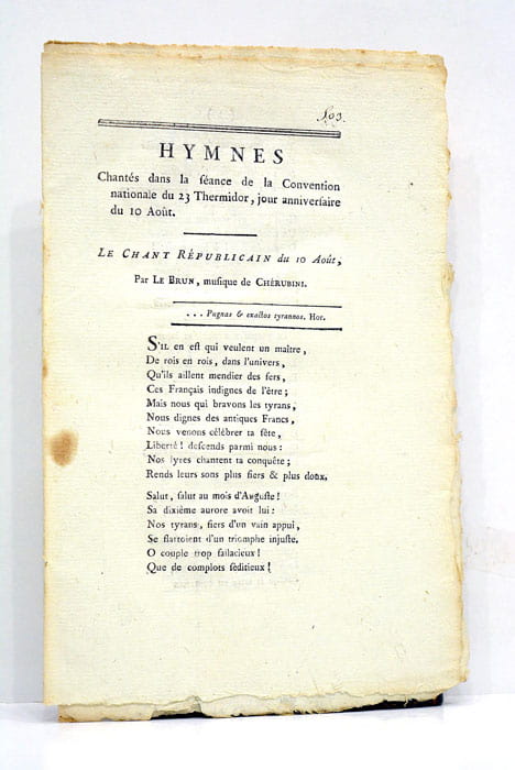 HYMNES CHANTES dans la Séance de la Convention Nationale du …