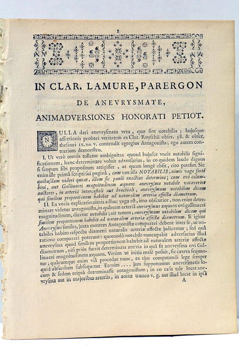 In Clar. Lamure, Parergon De Anevrysmate, Animadversione…