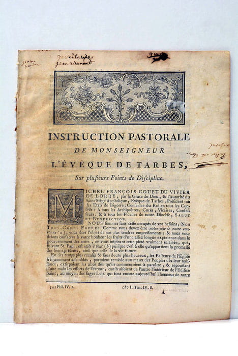 Instruction Pastorale sur plusieurs points de Discipline.