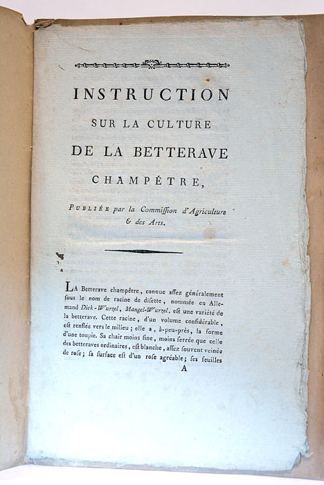 INSTRUCTION sur la culture de la Betterave Champêtre, publiée par …