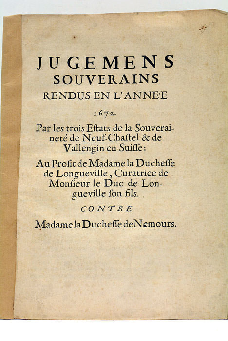 JUGEMENS SOUVERAINS rendus en l’année 1672 par les trois Estats …