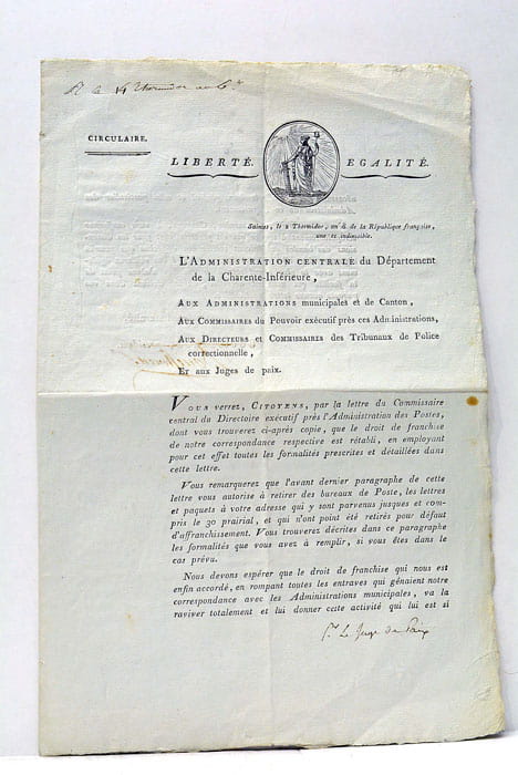 L'ADMINISTRATION Centrale du Département de la Charente Inférieure aux Administrations. …