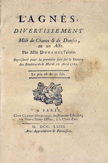 L'Agnès, Divertissement mêlé de Chants et de Danses, en un …