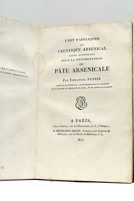 L’Art d’Appliquer le Caustique Arsenical connu aujourd’hui sous la dénomination …