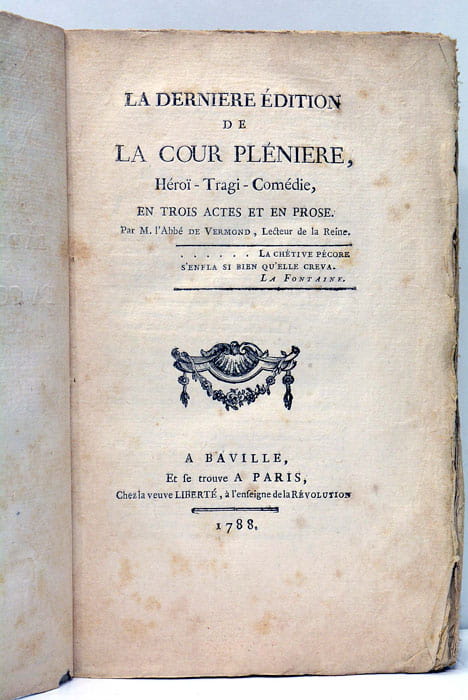 La derniere édition de La Cour Pléniere, Héroï-Tragi-Comédie, en trois …