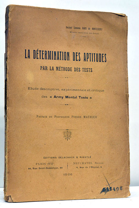La Détermination des Aptitudes par la méthode des Tests. Etude …