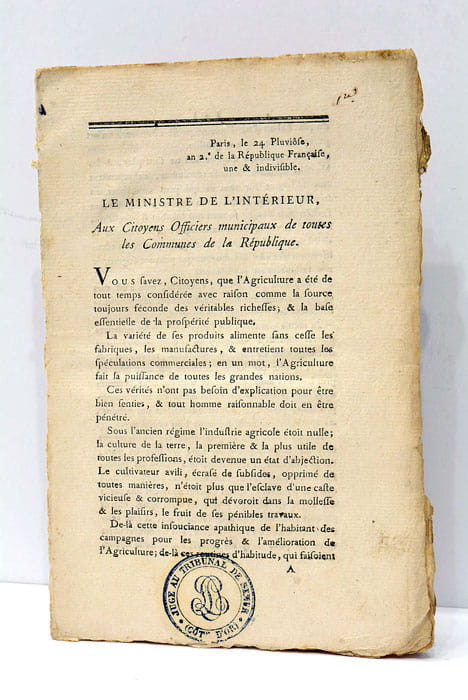 Le ministre de l'Intérieur, aux Citoyens Officiers municipaux de toutes …