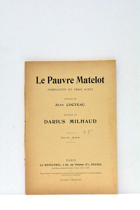 Le Pauvre Matelot. complainte en trois actes. Paroles de Jean …