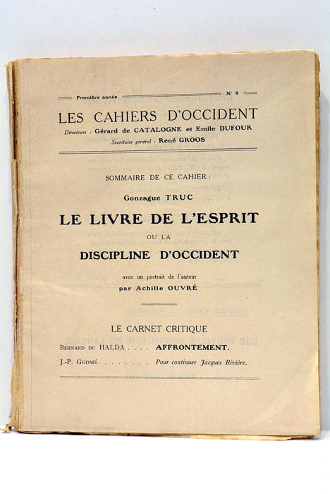 Les cahiers d'Occident. Le livre de l'esprit ou la discipline …