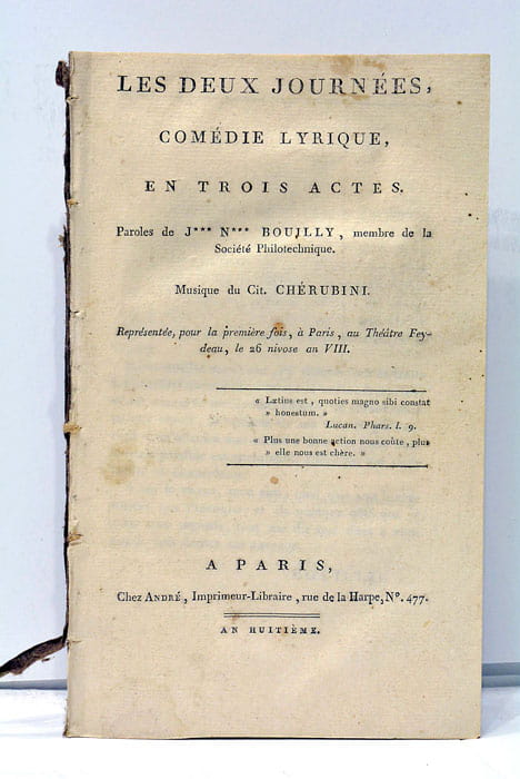 Les deux journées, comédie lyrique, en trois actes. Musique du …
