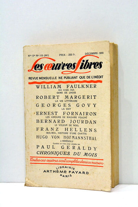 LES OEUVRES libres. Revue mensuelle ne publiant que l'inédit.