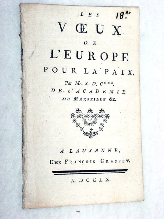 Les Voeux de l'Europe pour la Paix. Par M. S.D.C***, …