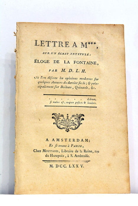 Lettre à M***, sur un écrit intitulé Eloge de La …