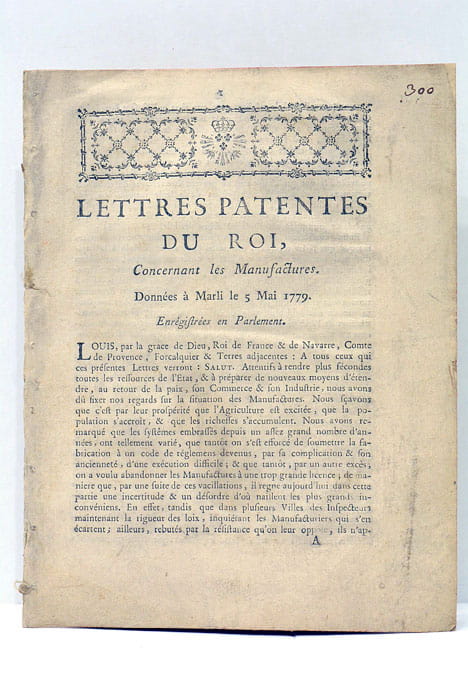 LETTRES PATENTES du Roi concernant les Manufactures.