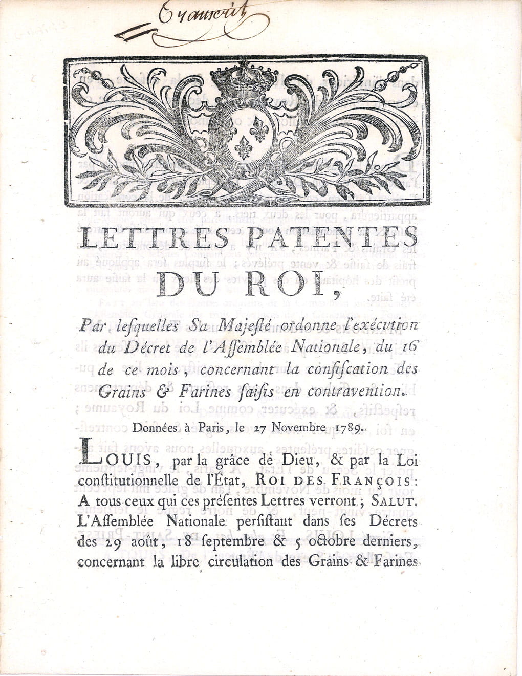 LETTRES PATENTES du Roi, par lesquelles Sa Majesté ordonne l'exécution …