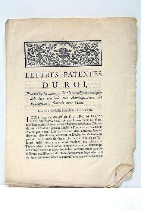 LETTRES PATENTES DU ROI, Pour régler les matières dont la …